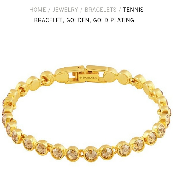 NEW Swarovski Gold Tennis Bracelet in Box NEW Swarovski Gold Tennis Bracelet in Box